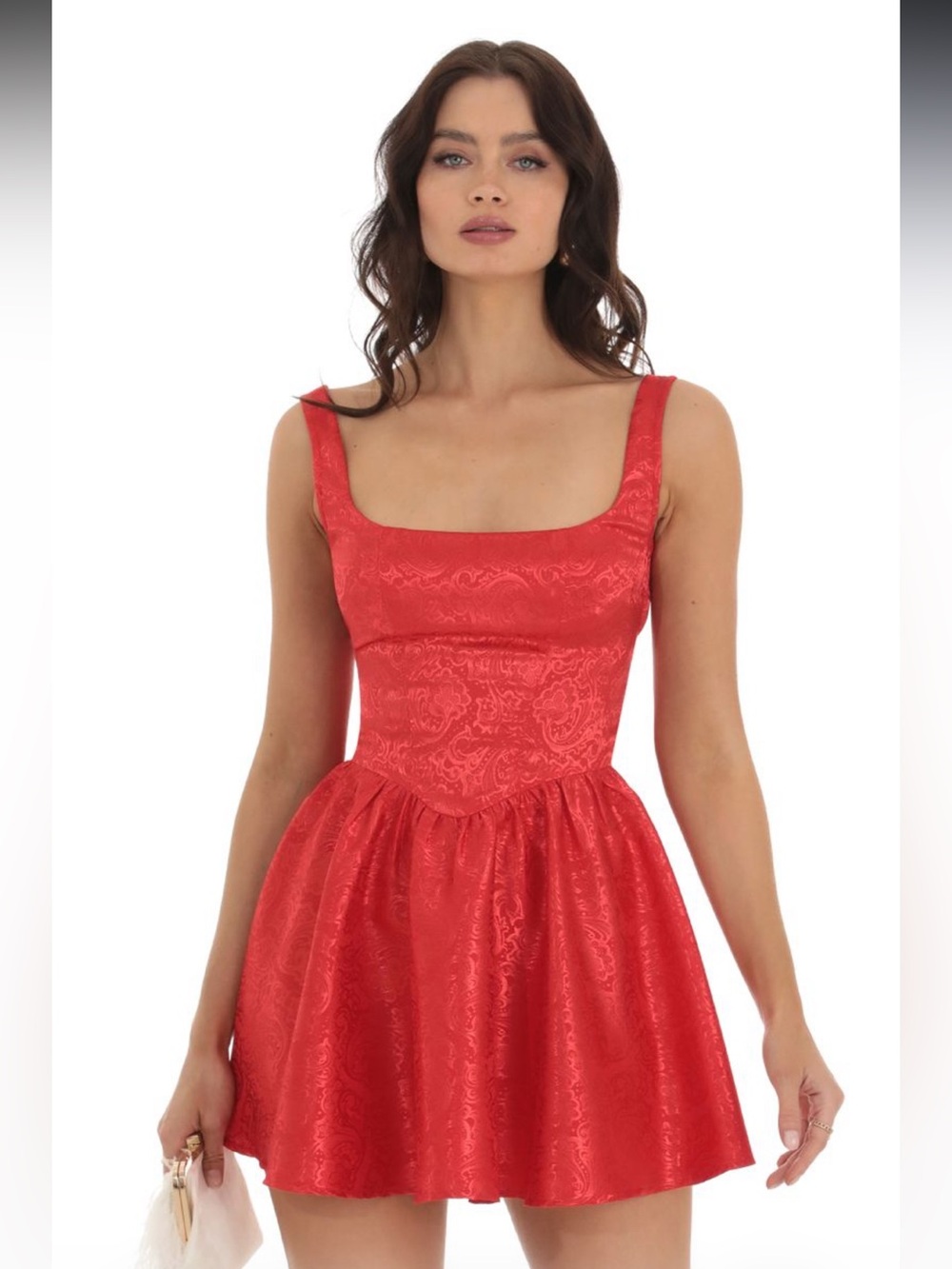 Lucy in the Sky Red Jacquard Dress